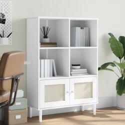vidaXL Biblioteca SENJA, aspect ratan alb, 90x35x130 cm lemn masiv pin GartenMobel Dekor (358062) Biblioteca