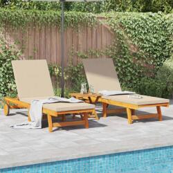 vidaXL Sezlong 2-persoana 2 pcs Maro Lemn Solid de Acacia GartenMobel Dekor (3325196)