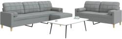vidaXL Set canapele cu taburet si perne, 3 piese, gri deschis, textil GartenMobel Dekor (3278343) Canapea