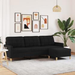 vidaXL Canapea cu 3 locuri si taburet, negru, 210 cm, textil GartenMobel Dekor (3278253) Canapea