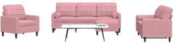 vidaXL Set canapele cu perne/rulouri, 4 piese, roz, catifea GartenMobel Dekor (3278384) Canapea