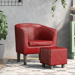 vidaXL Fotoliu tip cuva cu taburet, rosu vin, piele ecologica GartenMobel Dekor (356495)