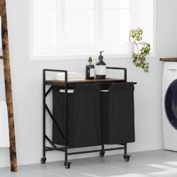vidaXL Cos de rufe 2 compartimente cu roti stejar fumuriu GartenMobel Dekor (859097)