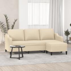 vidaXL Canapea cu 3 locuri cu taburet, crem, 180 cm, material textil GartenMobel Dekor (3201137) Canapea
