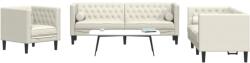 vidaXL Set canapele Chesterfield cu perne rulou 3 piese, crem, catifea GartenMobel Dekor (3209288) Canapea