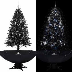 vidaXL Brad de Craciun cu ninsoare si baza umbrela, negru, 190 cm, PVC GartenMobel Dekor (289934)