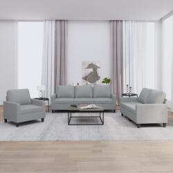 vidaXL Set de canapele cu perne, 3 piese, gri deschis, textil GartenMobel Dekor (3201428) Canapea