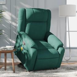 vidaXL Fotoliu rabatabil de masaj, cu ridicare, verde închis, textil GartenMobel Dekor (3205220)