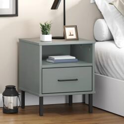 vidaXL Noptiera cu picioare metalice „OSLO, gri, lemn masiv pin GartenMobel Dekor (350971)