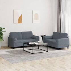 vidaXL Set canapea cu perne, 2 piese, gri închis, catifea GartenMobel Dekor (3201995) Canapea