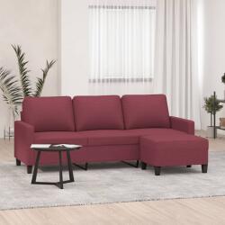 vidaXL Canapea cu 3 locuri si taburet, rosu vin, 180 cm, textil GartenMobel Dekor (3201043) Canapea