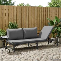 vidaXL Sezlong pentru 3 persoane Negru 200 x 62 x 59, 5 cm Textilena GartenMobel Dekor (42025092)