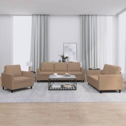 vidaXL Set de canapele cu perne, 3 piese, cappuccino, piele ecologica GartenMobel Dekor (3201744) Canapea