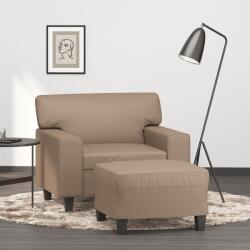 vidaXL Fotoliu canapea cu taburet, cappuccino, 60 cm, piele ecologica GartenMobel Dekor (3201163) Canapea