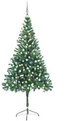 vidaXL Brad de Craciun pre-iluminat cu set globuri, 210 cm, 910 ramuri GartenMobel Dekor (3077662)