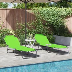 vidaXL Sezlong pliabil 2 piese portabil din tesatura Oxford verde 600D GartenMobel Dekor (42003150)