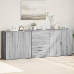 vidaXL Servanta, 3 buc. , sonoma gri, lemn prelucrat GartenMobel Dekor (3276614) Comoda