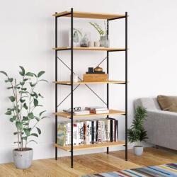vidaXL Unitate de rafturi pe 5 niveluri, negru si stejar, 80x40x163 cm GartenMobel Dekor (336348) Biblioteca