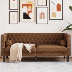 vidaXL Canapea Chesterfield cu perne/2 locuri maro piele întoarsa eco. GartenMobel Dekor (372692) Canapea