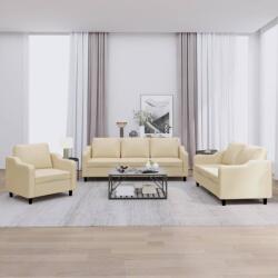 vidaXL Set de canapele cu perne, 3 piese, crem, textil GartenMobel Dekor (3201772) Canapea