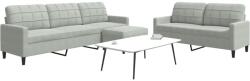 vidaXL Set de canapele cu perne, 3 piese, gri deschis, catifea GartenMobel Dekor (3278481) Canapea
