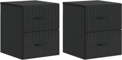 vidaXL Set 2 noptiere suspendate negre, 2 sertare, 34, 5 x 33 x 40 cm (898978)