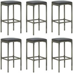 vidaXL Scaune de bar cu perne, 6 buc. , gri, poliratan GartenMobel Dekor (313450)