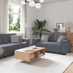 vidaXL Set de canapele cu perne, 3 piese, gri închis, catifea GartenMobel Dekor (3324619) Canapea