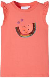 vidaXL Tricou pentru copii cu maneci cu volane, coral, 116 GartenMobel Dekor (10626)