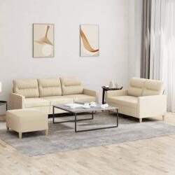 vidaXL Set de canapele cu perne, 3 piese, crem, textil GartenMobel Dekor (3201610) Canapea