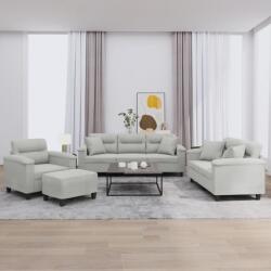 vidaXL Set de canapele cu perne, 4 piese, gri deschis, microfibra GartenMobel Dekor (3202309) Canapea