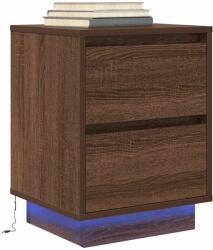 vidaXL Noptiera cu lumini LED Stejar maro 38x34x50 cm GartenMobel Dekor (861295)