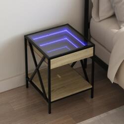 vidaXL Noptiera cu LED infinity, stejar sonoma, 40x40x49 cm GartenMobel Dekor (3284097)
