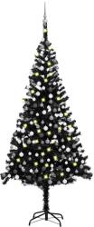 vidaXL Brad Craciun pre-iluminat cu set globuri, negru, 240 cm, PVC GartenMobel Dekor (3077678)