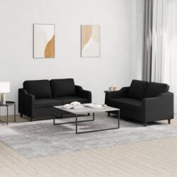 vidaXL Set de canapele cu perne, 2 piese, negru, textil GartenMobel Dekor (3201806) Canapea