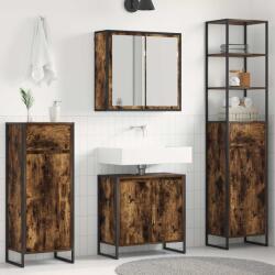 vidaXL Set de mobilier pentru baie cu usa Stejar fumuriu Lemn compozit GartenMobel Dekor (3403054)