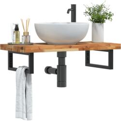vidaXL Raft pentru lavoar montat pe perete, otel si lemn masiv acacia GartenMobel Dekor (3302737)