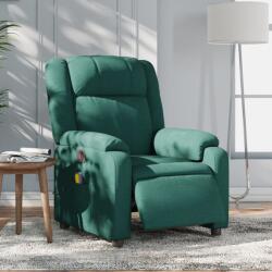 vidaXL Fotoliu electric de masaj rabatabil, verde închis, textil GartenMobel Dekor (3205196)
