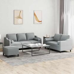 vidaXL Set de canapele cu perne, 3 piese, gri deschis, textil GartenMobel Dekor (3201858) Canapea