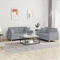 vidaXL Set de canapele cu perne, 2 piese, gri deschis, material textil GartenMobel Dekor (3202102) Canapea
