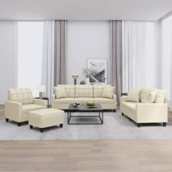 vidaXL Set de canapele cu perne, 4 piese, crem, piele ecologica GartenMobel Dekor (3201354) Canapea