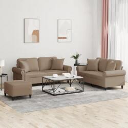 vidaXL Set de canapele cu perne, 3 piese, cappuccino, piele ecologica GartenMobel Dekor (3202169) Canapea