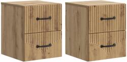 vidaXL Set 2 noptiere suspendate cu 2 sertare, stejar artizanal, 34, 5 x 33 x 40 cm (898994)