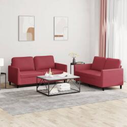 vidaXL Set de canapele cu perne, 2 piese, rosu vin, piele ecologica GartenMobel Dekor (3201753) Canapea