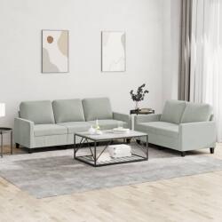vidaXL Set de canapele cu perne, 2 piese, gri deschis, catifea GartenMobel Dekor (3201516) Canapea
