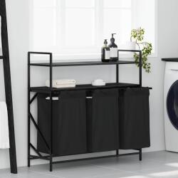 vidaXL Cos de rufe 3 compartimente cu rafturi stejar negru GartenMobel Dekor (859080)