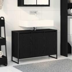 vidaXL Dulap de Baie cu usa Stejar Negru 90 x 30 x 60 cm Lemn compozit GartenMobel Dekor (886480)