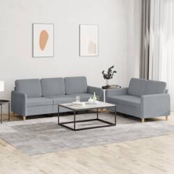 vidaXL Set de canapele cu perne, 2 piese, gri deschis, textil GartenMobel Dekor (3202118) Canapea