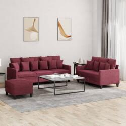 vidaXL Set canapea cu perne, 3 piese, rosu vin, material textil GartenMobel Dekor (3201678) Canapea