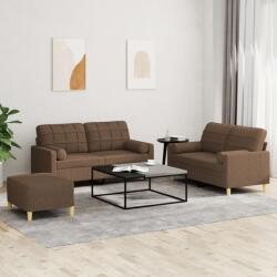 vidaXL Set de canapele cu perne, 3 piese, maro, textil GartenMobel Dekor (3201301) Canapea